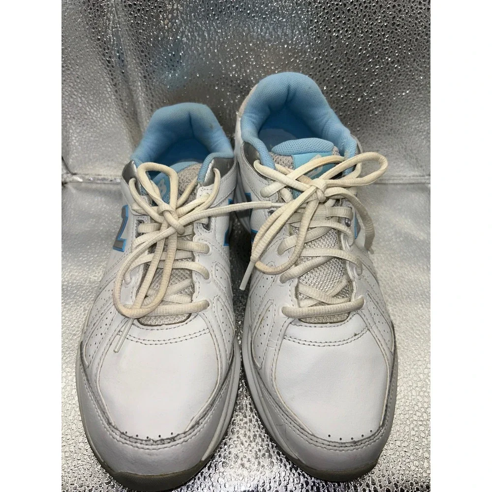 New‎ Balance 409 Womens White Blue Leather Training Shoes WX409WB3 Size 10 B